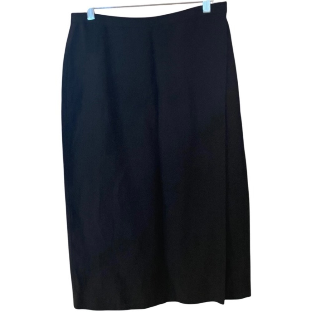Eileen Fisher Midi Skirt Black Linen Rayon Blend Women's Size M